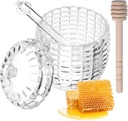 PRETYZOOM 1 Set Honey Dispenser Glass with Dipper, Small Crystal Honey Jar for Kitchen Storage, Random Wood or Glass Dipper