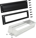 "Nuk3y Solid Brass Mail Slot with Sleeve (Matte Black, 13"" x 3.625"")"