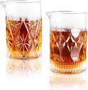 24 Oz Cocktail Mixing Glass Stirring Glasses for Whiskey Cocktail Mixing Shaker Glass Martini Old Fashioned Crystal Bar Set 700ml 2PCS (X-shape/Snowflakes)