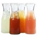 Gibson Home Windchill Set of 4 Large Glass Carafe with Lid, 1 Liter Clear Glass Pitcher, Beverage Serveware Carafe for Mimosa Bar Brunch Cold Water Juice Milk Iced Tea Lemonade - Dishwasher Safe