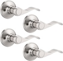Probrico 4 Pack Right Dummy Handles Brushed Nickel,Wave Design Door Lever No Lock,Door Hardware for Right Handed Doors