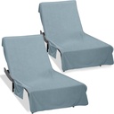Super Soft & Thick Lounge Chair Towel Cover (Pack of 2), Beach Chair Cover with Pockets, Chaise Lounge Cover for Pool Beach Garden Courtyard and Trips, 85 x 30 in Pool Chair Cover, Light Gray