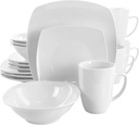 Elama Bishop 16 Piece White Porcelain Dinnerware Set