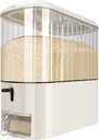 Clear Rice Dispenser, Cereal Dispenser with Lid Time Scale, Airtight Food Dispenser Bucket for Rice, Corn, Grain, Rice Container for Home Kitchen Pantry Organization (13 Lbs Clear and White)