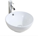 16 Inch Ceramic Vessel Sink with Chrome Faucet & Pop-up Drain Combo for Bathroom Countertop Vanity Cabinet Base, Bowl Basin