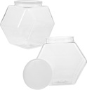 2pcs Hexagon Shape Candy Storage Plastic Cookie Jars Snack Holders for Household