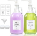 2 Pcs Glass Liquid Laundry Detergent Dispenser with Pump (Upgraded), 64 oz Dispenser for Laundry Room, Half Gallon Glass Jugs with Airtight Lid