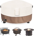 Fire Pit Cover Round 44Inch Waterproof,Outdoor Heavy Duty Durable 600D Tear-Resistant Fire Pit Table Cover,Patio Round Firepit Cover 44" D x 24" H, Beige