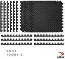 NÖRSK Duräflex Medium-Duty Reversible Interlocking Foam Floor Tiles, Diamond Plate Texture, Black/Blue, 24 X 24 X .47 in., 6-Pack (24 sq. ft.) (Black/Gray, 0.79" Thick)