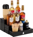 Mind Reader Coffee Syrup Station, Coffee Bar Accessories, Countertop Organizer, Acrylic, 14.25" L x 12.5" W x 7" H, Black