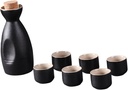 Ceramic Sake Pot Cups Set Ornament Traditional for Office Cabinet