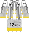 Padlocks with Same Key, LQYN 12 Pcs Laminated Keyed Padlock (1-9/16", 40mm), Keyed Alike Locks, Long Shackle, for Storage Locker, Hasp Latch, Toolbox, Sheds
