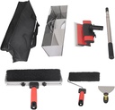 7 PCS Drywall Tool Set, 12" Drywall Skimming Blade with 12"+9" Drywall Compound Roller, Adjustable Extension Handle Pole, Paint Bucket,Taping Knife with Bag